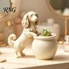 Décoration d'Art de Jardin Moderne Cache-pot Teckel à Poil Long Imprimé 3D, Pot de Fleurs Chien Mignon pour Cactus Plantes d'Air Pot de Fleurs Succulentes, Décoratif