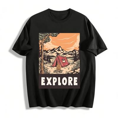 Explore Outdoor Camping Graphic Casual Tee Pure Cotton T-shirt