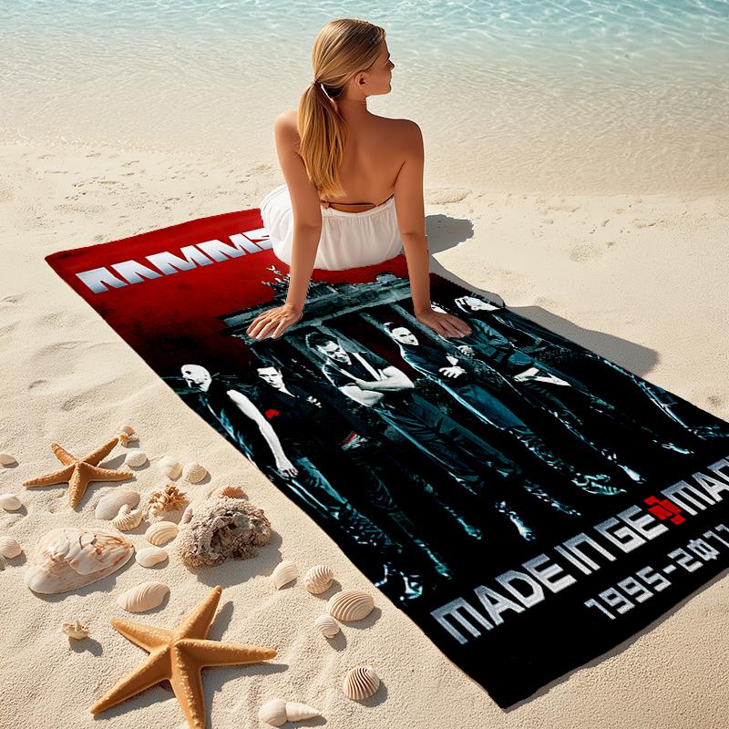 1pc Rammstein3 Beach Towel, Comfortable and Thick, and Swimming/Bath/Picnic/Camping Towel, Suitable for Seaside Beaches