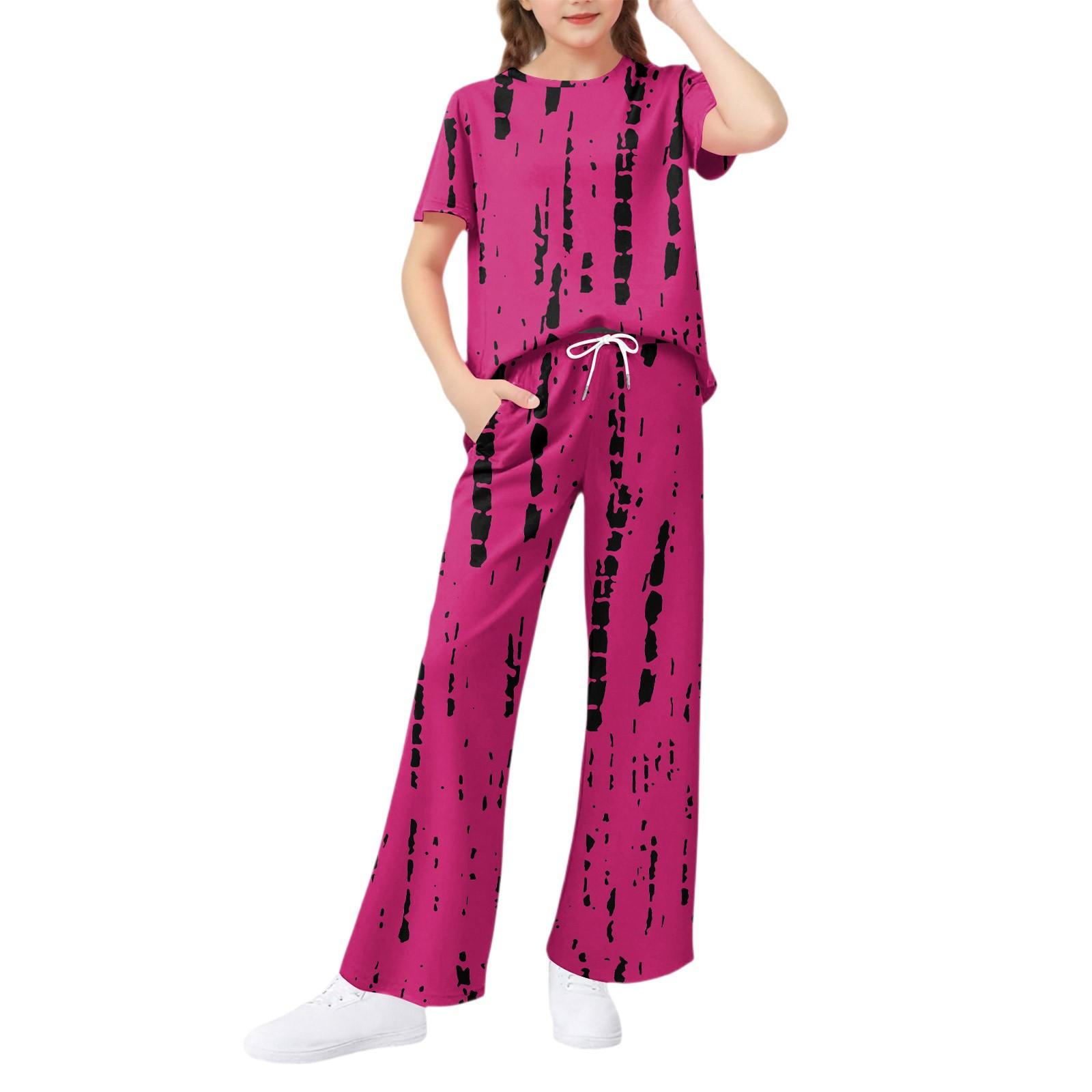 

Комплект из 2 предметов для девочек - футболка с коротким рукавом и брюки широкого кроя 160