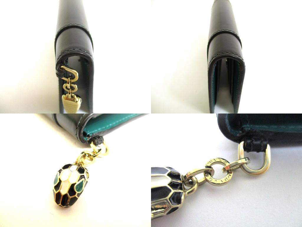 Authentisches BVLGARI Serpenti Forever Schwarzes Leder Visitenkartenetui Kartenhalter #b051 Geöffnete Schachtel