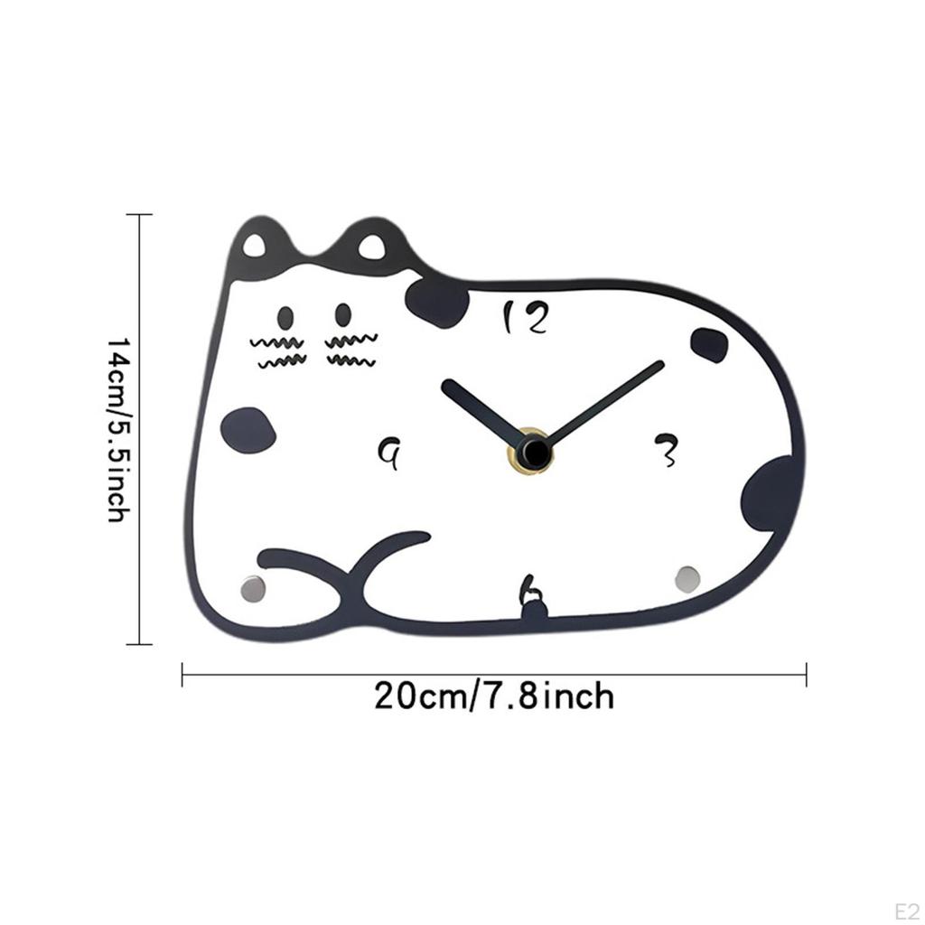 Cat Desk Clock Table Home Decor Time Quiet Movement Acrylic Decoration for Office