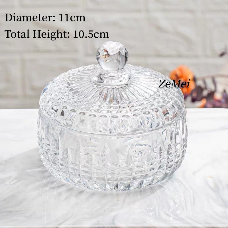 European-Style Crystal Glass Candy Jar,Jewelry Organizer Glass Jar With Lid Aromatherapy Candlestick Container Home Decoration
