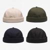 Bonnet Calotte Unisexe Sans Visière Protection Solaire Automne Hiver Réglable Couleur Unie Casquette Marin pour Usage Quotidien