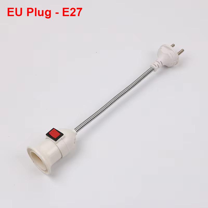 E27 LED Lamp Base EU US Plug Universal Socket Adapter Flexible LED Light Holder With Switch Base Conversion Table Lamp Converter