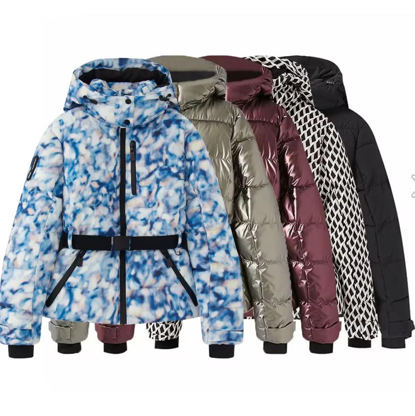 Women's Warm Ski Suit Jacket with Belt, Long Sleeve