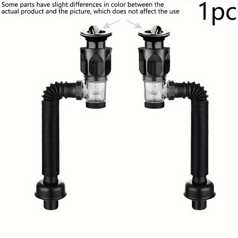 Bathroom Sink Drain Kit with Expandable P-Bend Pipe Can Be Installed Straight or Sideways- Durable Stainless Steel