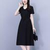 Aiger V-Neck A-Line Black Midi Dress