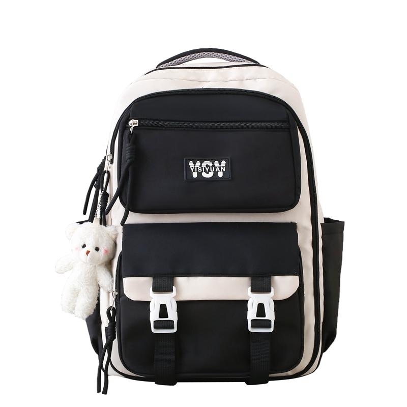 Large Capacity Backpack Student Lightweight Schoolbag Color Contrast Backpack