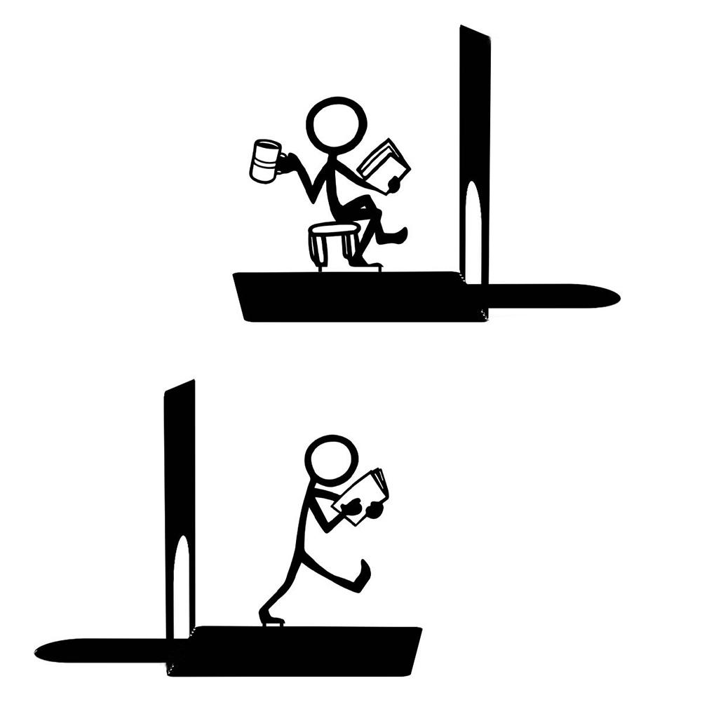 

Metal Iron Hollowed Bookstand Book End Black Stick Figure Match Man Creative Bookcase Bookshelf Desktop Organizer Home Decoration