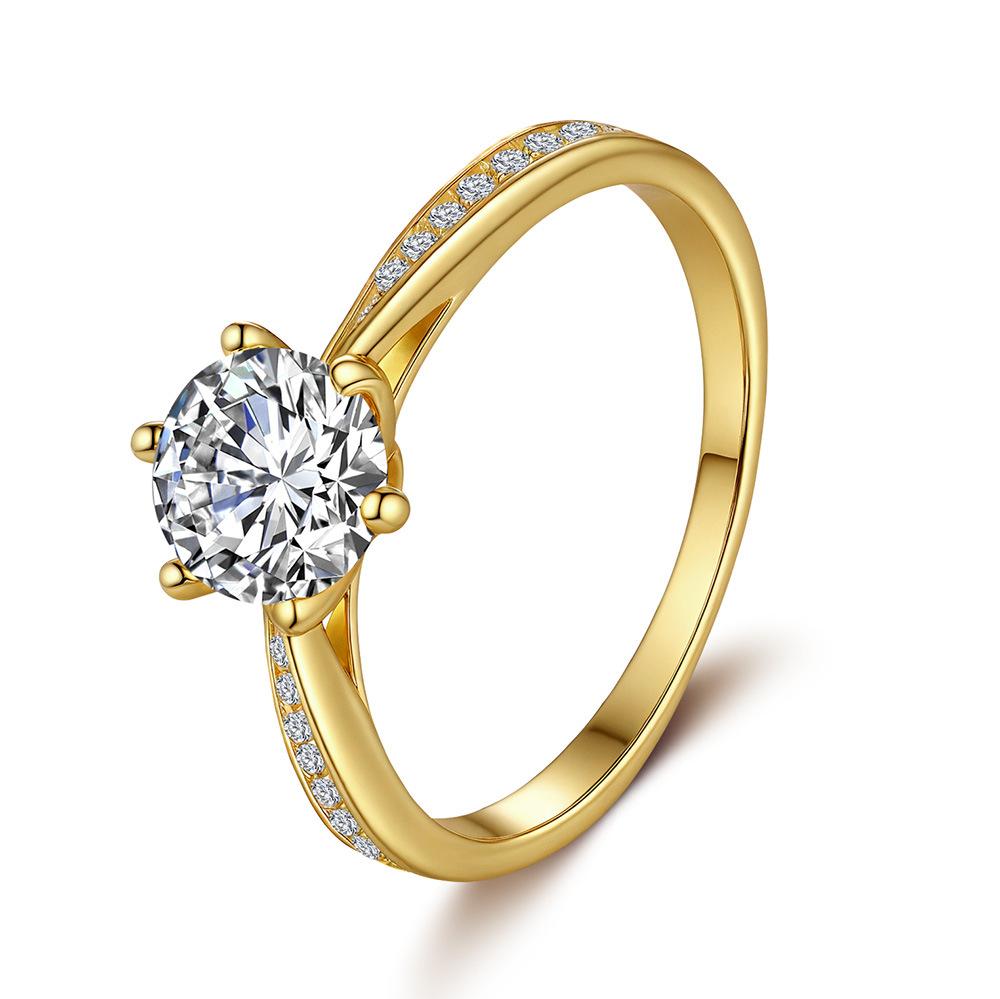 Moissanite Rings for Women Sparkling Diamond Engagement Wedding 925 Sterling Sliver Plating Gold Ring