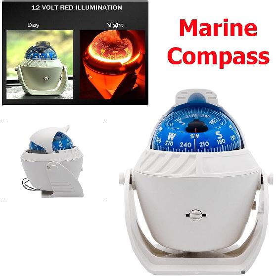 Sea Marine Compass with Mount Compasses Ball Waterproof for Boat Caravan White Sea Marine Compass with Mount for Boat Caravan Truck Car Navigation