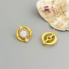 Light Luxury Design Fashion Earrings Women'S Geometry Round Sunflower Zircon Stud Earrings