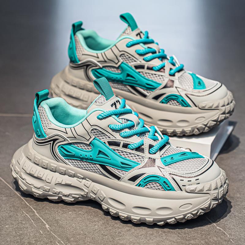 Summer New Trendy Brand Comfortable Men's Shoes Platform Heightening Casual Shoes Versatile Fashion Trend Breathable Mesh Dad Shoes