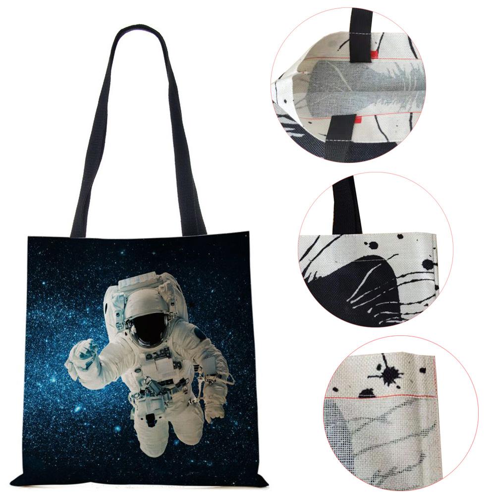 Damska płócienna torba na ramię Kosmonauta Harajuku 2022 Używana Duża pojemność Codzienna torebka Shopper Podróżna Torba Tote Książki KTY