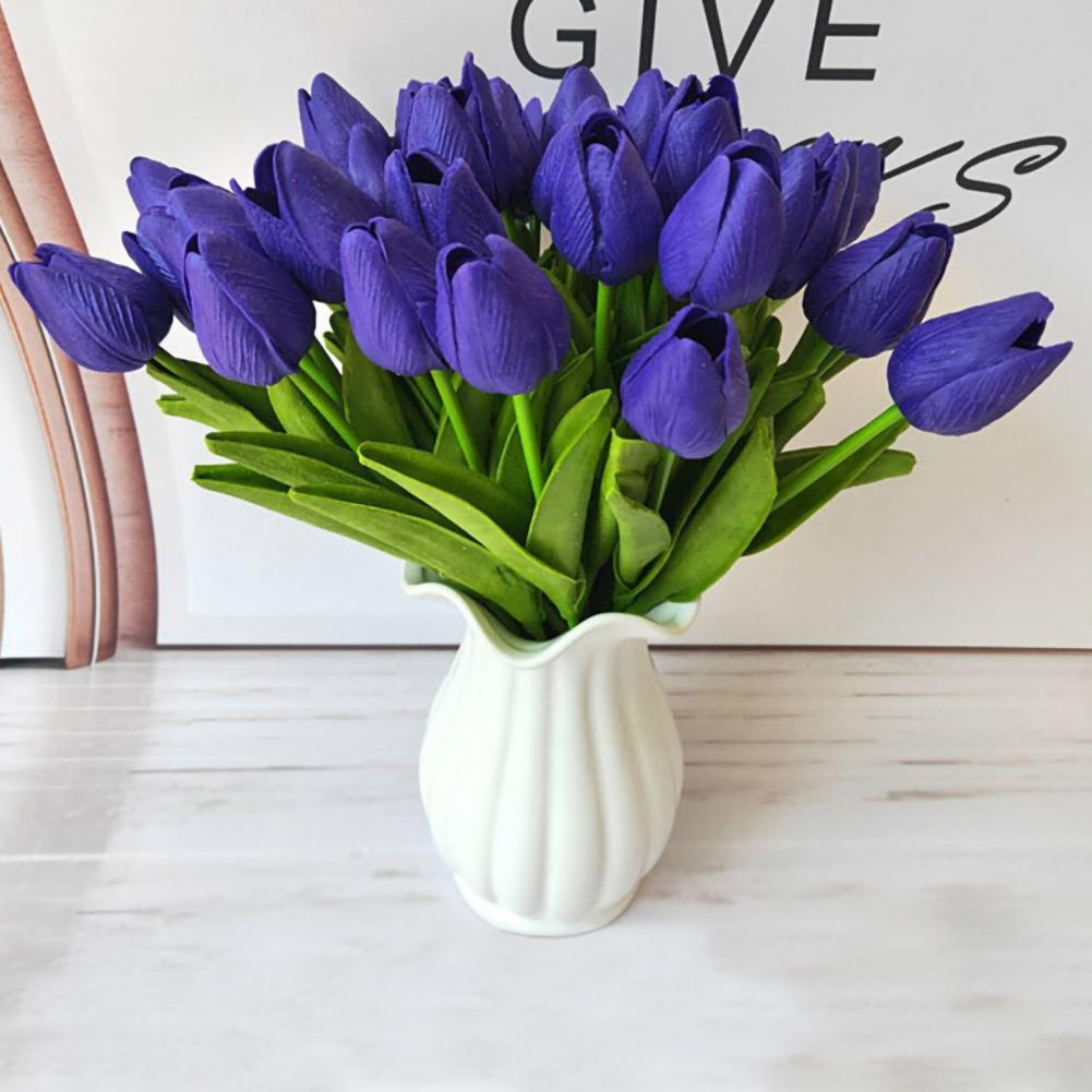 10Pcs/Set New Silicone Tulip Artificial Flower Real Touch Fake Flower Bouquet For Wedding Decoration Flowers Home Garen Decor