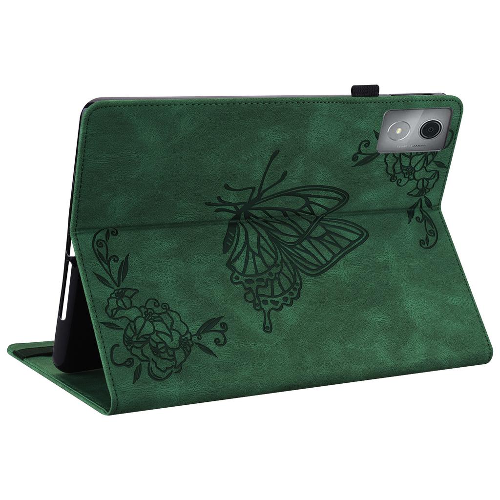 For Lenovo Tab K11 Plus Case Butterfly Flower Imprint PU Leather Tablet Cover with Card Slots