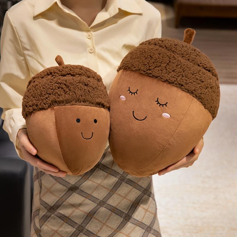 Cartoon Happy Chestnut Family Plush Toys Cotton Stuffed Smile Hazelnut Doll Soft Cozy Throw Pillow Kawaii Kids Gift Home Decor