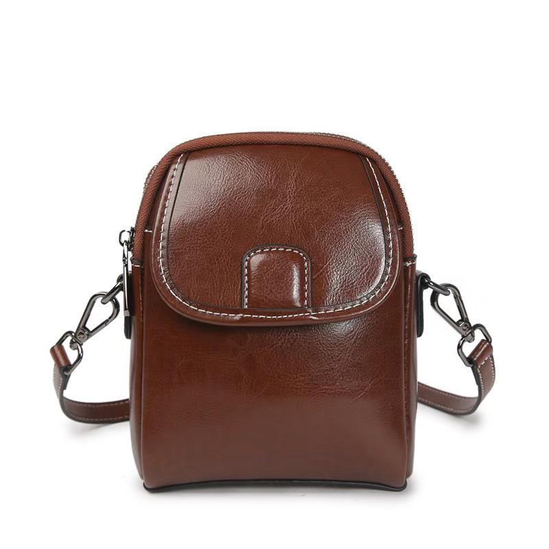 

Genuine Leather Small Bag Phone Bag for Women 2025 New Fashion Single Shoulder Bag Ladies Soft Leather Small Crossbody Bag Versatile Crossbody Bag 14*19*7 коричневый