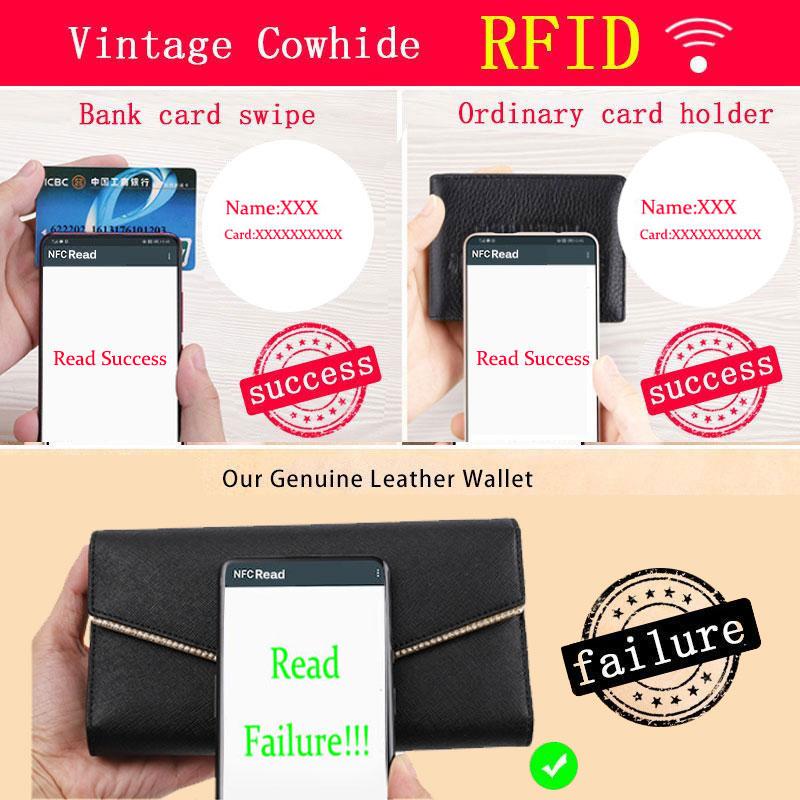 Fashion Luxury Design Genuine Leather Wallet for Woman RFID Blocking Trifold Long Cluth Multi Card Holder Organizer Ladies Purse MIT