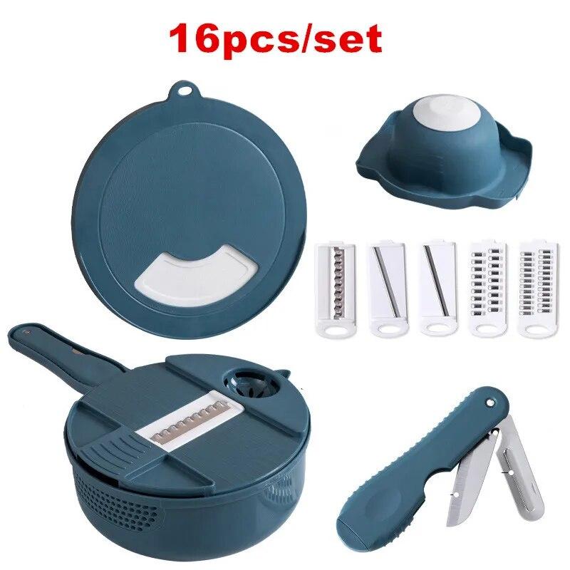 

Многофункциональный измельчитель овощей 12 в 1, морковь, картофель, нарезанный вручную, терка для редиса, кухонные инструменты, овощерезка