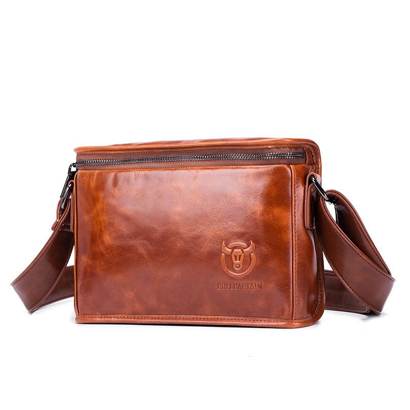 

Captain Niu Leather Shoulder Bag Men s Leather Horizontal Small Square Baotou Layered Leather Phone Bag IPad Crossbody Bag Small Bag