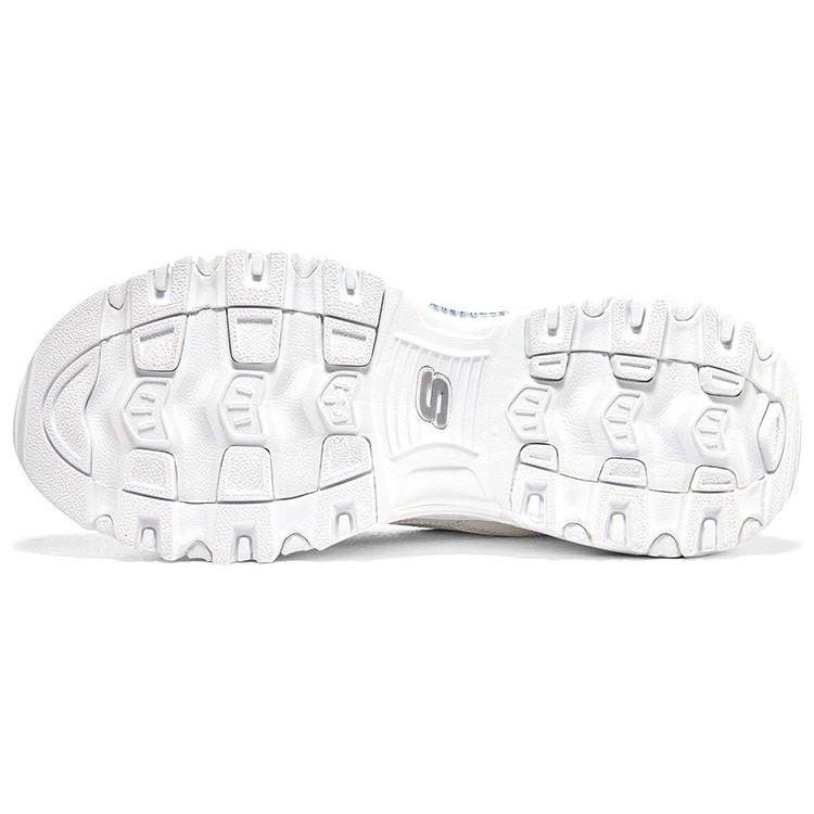 Skechers DLites 1.0 Fafa Bear Mesh Fabric Synthetic Leather Trendy Shock Absorbing Durable Breathable Low Top Dad Shoes Women Sneaker White 896180-WHT