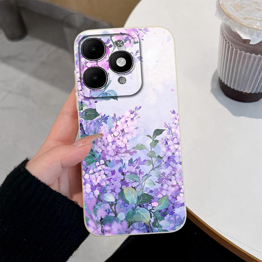 For itel A90 A50C A80 P60 S25 Ultra Power 70 Phone Cover Pretty Flower Pattern Smooth Liquid Silicone Screen Protector Shockproof Case For itel Casing