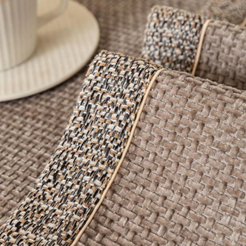Solid Color Chenille Sofa Cushion All-Season Non-Slip Fully Enclosed Non-Slip Anti Cat Scratch Seat Cover Machine Washable