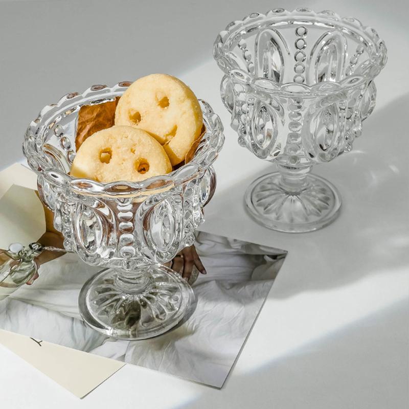 1 ADET Dondurma Trend Tatlı Cam Yoğurt Puding Mus Tatlı Kase Servis Tabağı Yüksek Saplı Cam Parfait Kupası Zarif 11.6x10cm