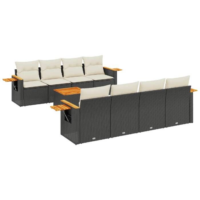 VidaXL Salon de Jardin avec Coussins 9 pcs, Canapés de Terrasse, Ensemble de Meubles de Patio, Mobilier d'Extérieur, Noir 3259060