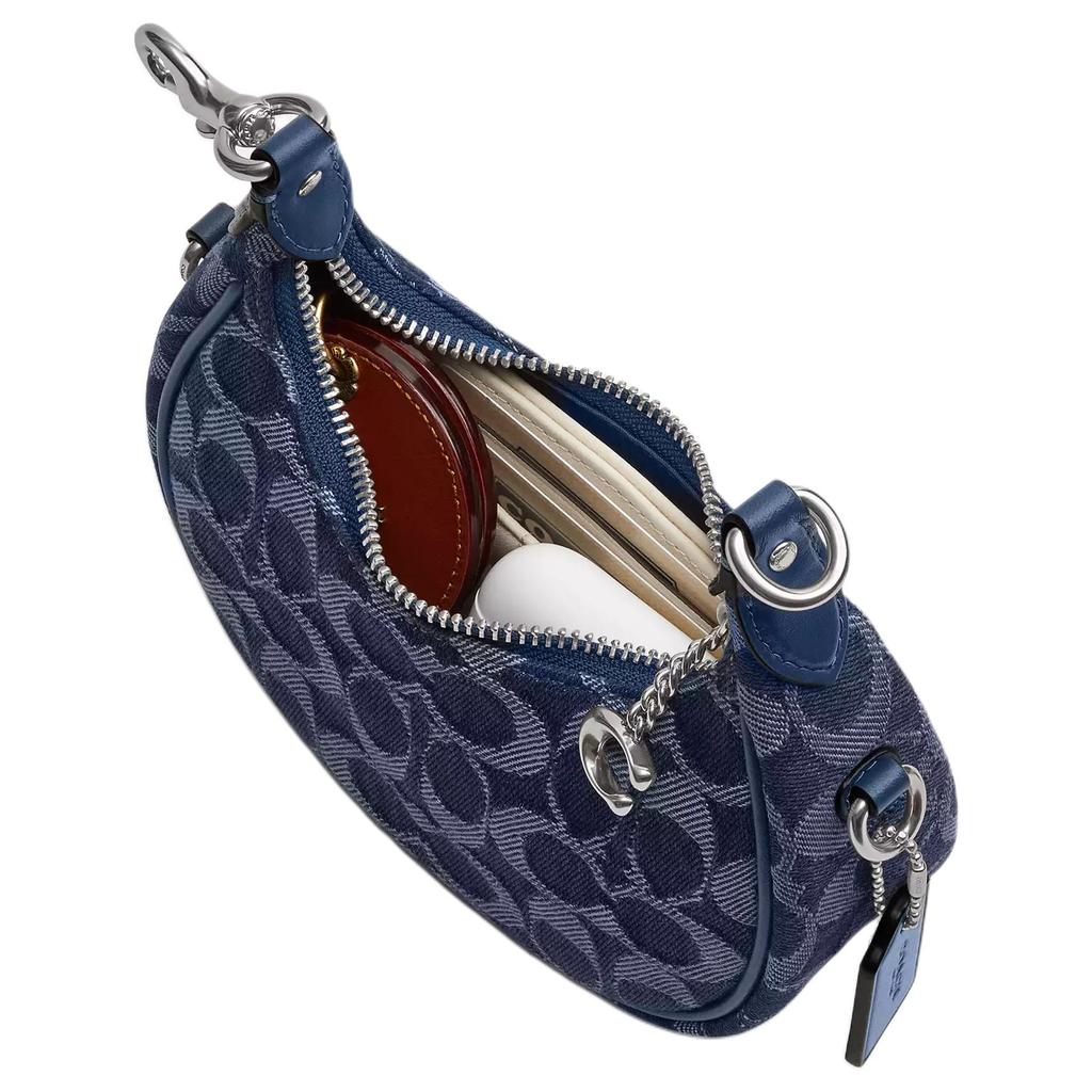 Coach Jonie 15 Logo Print Silver Hardware Signature Denim Mini Shoulder Crossbody Bag Women Bags Blue CAO04-LHRHY