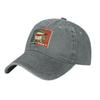 Men's Washed Cotton Baseball Cap With Printed Distressed Soft Top Denim Hat, Vintage Hat