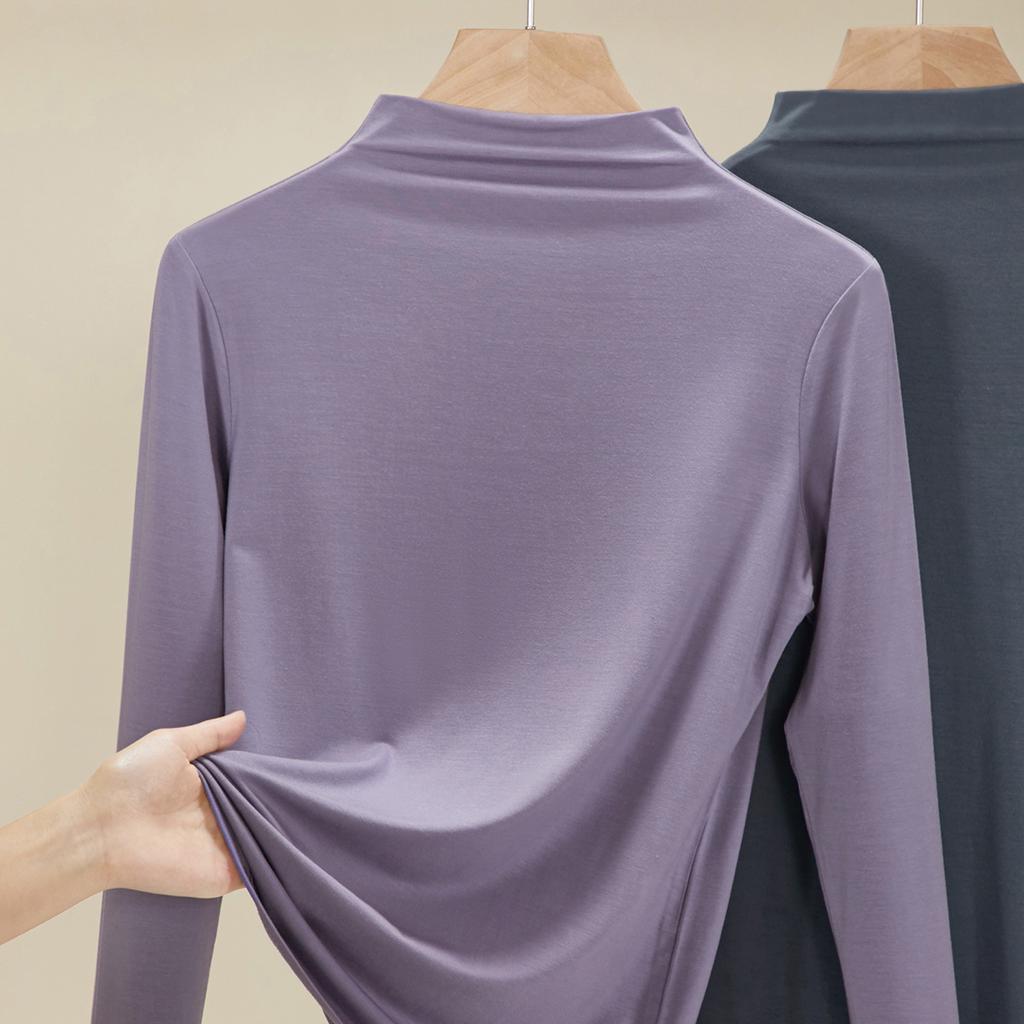 White bottoming shirt women's summer inner new versatile semi-turtleneck top