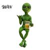 Patio Landscape Decoration Resin Alien with Beer Glass Figurine, Decorative Desktop Ornament, Creative Table Exquisite Hand Carved Statue for