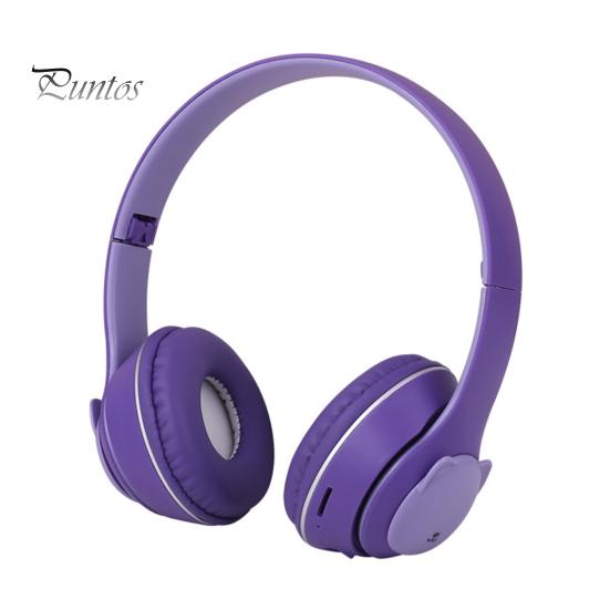 1 Set Headphone Foldable RGB Light Bear-shape Bluetooth-compatible 5.0 Wireless Headset Computer Accessories