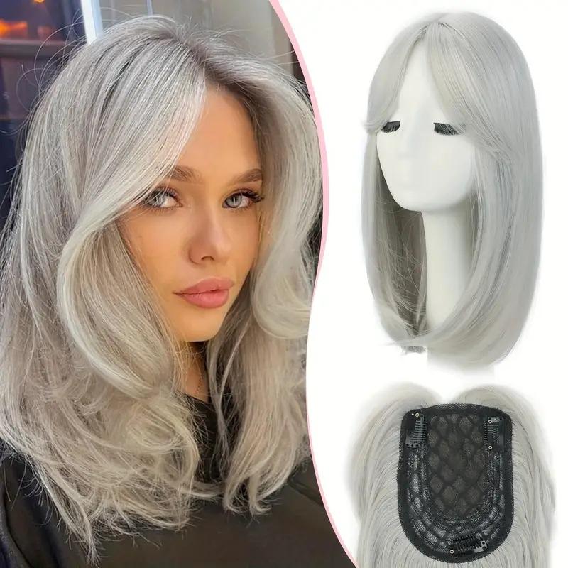 European American Wig Women With Eight Character Bangs Top Replacement Patch To Cover White Hair Lightweight Breathable