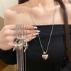 Entwined Heart & Star Silver Pendant Necklace – Luxurious Clavicle Chain Accessory for Women