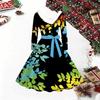 Women Floral Print Midi Dress, Long Sleeve V‑Neck Furry Trim A‑Line Party Dress, Christmas Limited Edition