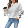 Autumn's New Contrasting Color Three-dimensional Bow Round-neck Long-sleeved Pullover Hoodie for Women