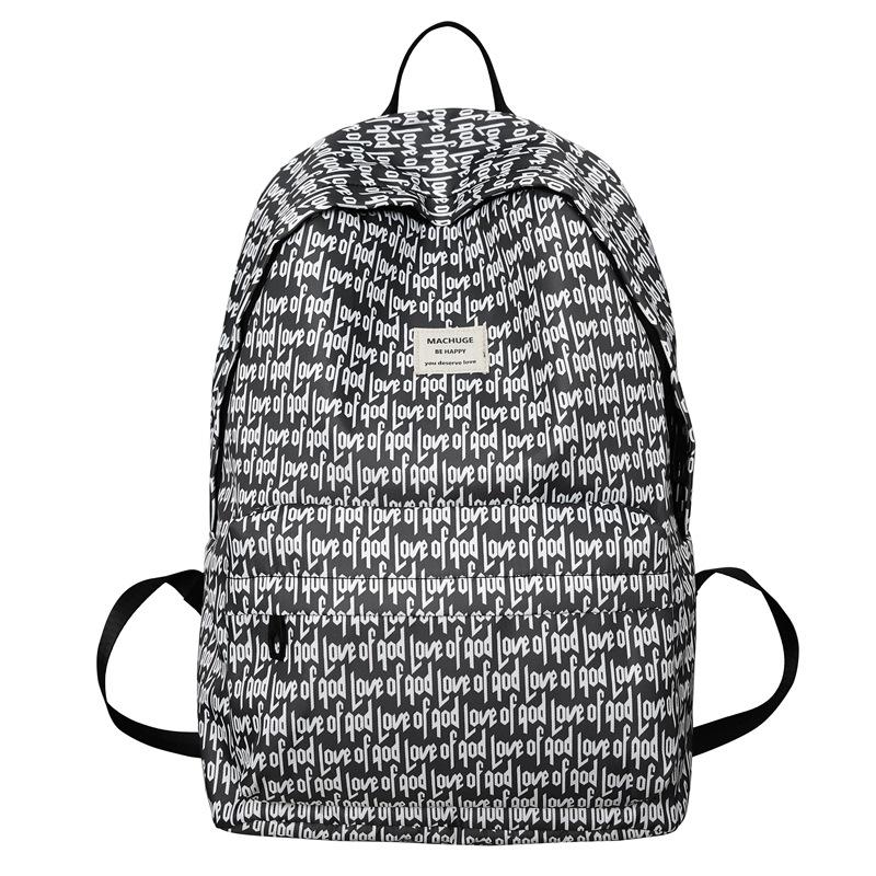 Print Backpack Large Capacity Student Schoolbag Men Letter Backpack