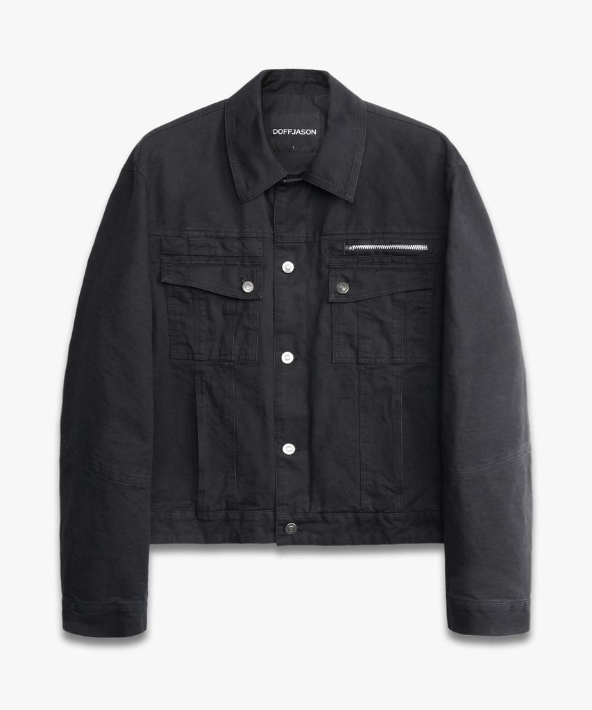 DOFFJASON Utility Cotton Trucker Jacket Black