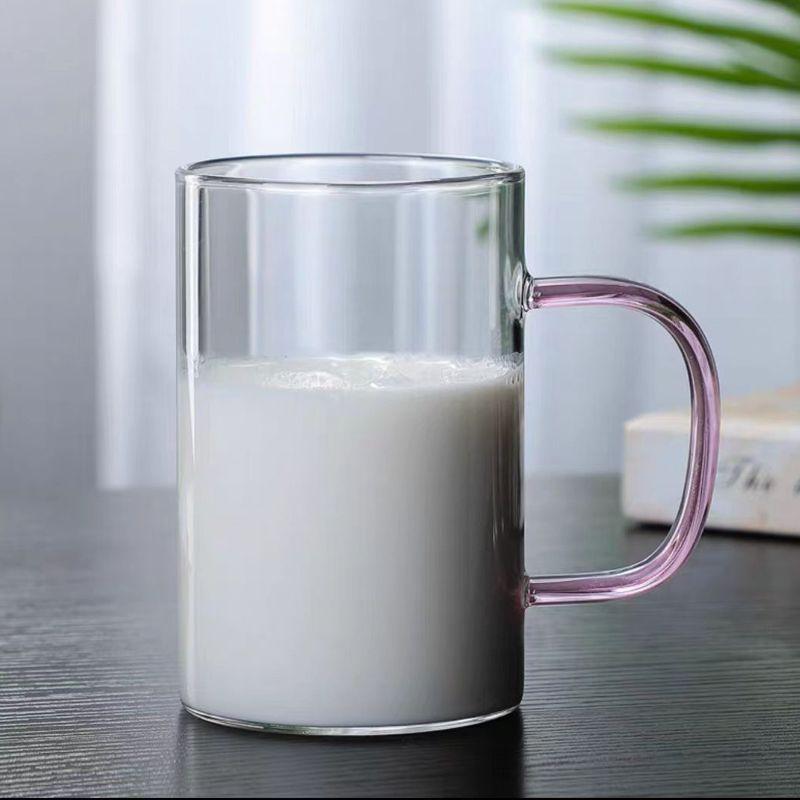 High Borosilicate Heat-Resistant Glass, Breakfast Cup, Milk Juice Cup, Household Large-Capacity Transparent Single-Layer Cup