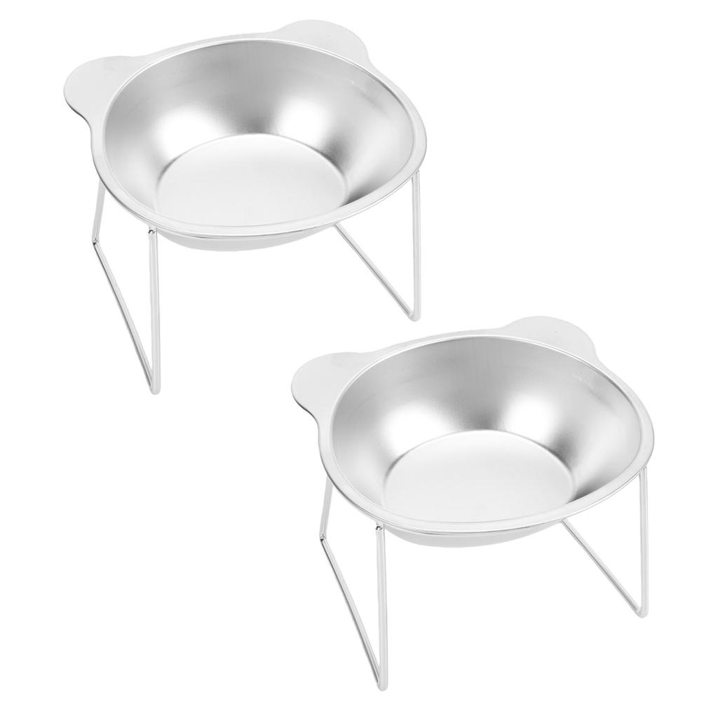 Elevated Cat Bowls Raised Stainless Steel Cat Food Water Dishes Anti Slip Metal Stand
