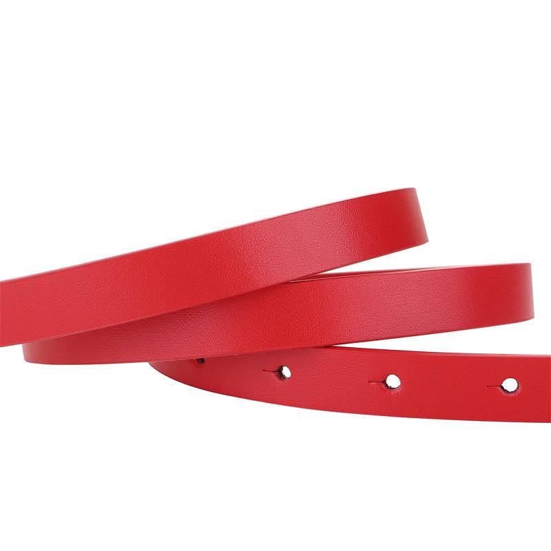 Meier Black and red small belt, women's trendy thin waist belt, first-layer cowhide women's belt