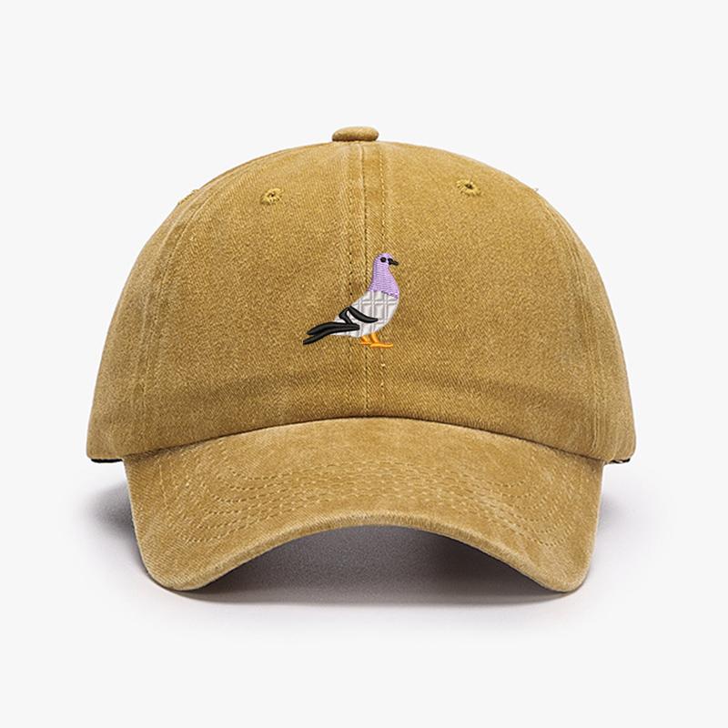 Vintage-Baseballkappen mit Taubenstickerei für Damen und Herren, wassergewaschen, Sonnenschutz, ideal für Sport, Angeln und als Dad-Cap.