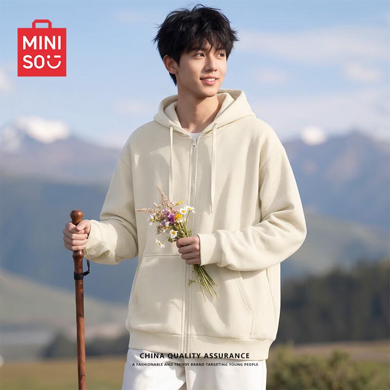 MINISO Men's Hooded Zip-Up Sweatshirt Jacket