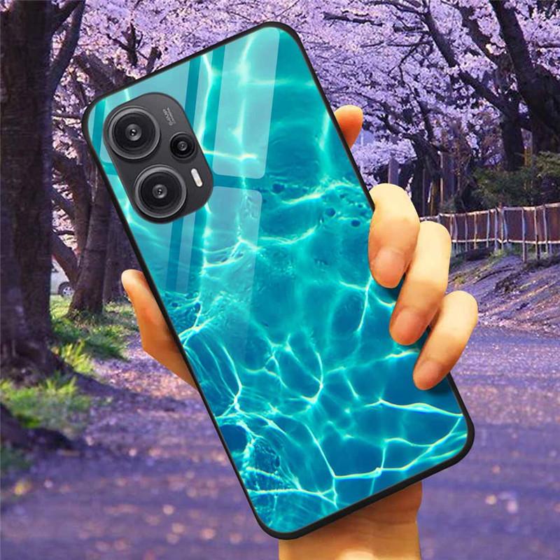 For Xiaomi Poco F5 5G / F5Pro Case Tempered Glass Lake Moon Hard Phone Cover for POCO F5 Pro Capas Funda on PocoF5 Luxury Coque