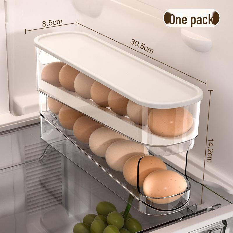 

Автоматический роликовый механизм для яиц с направляющей и противопадающей конструкцией для холодильника и кухонной столешницы Slide Egg Box