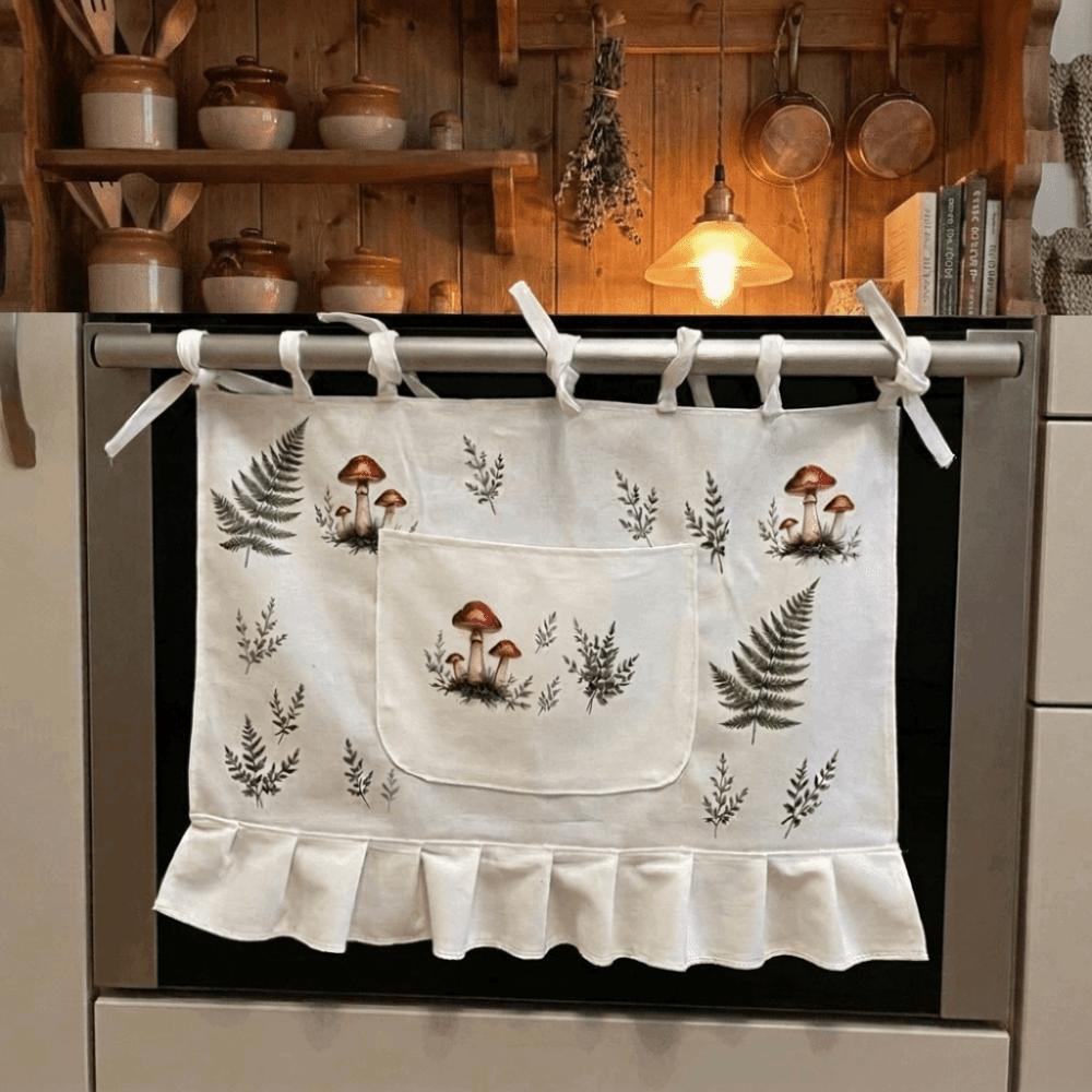 with Pockets Oven Skirt Rustic Kitchen Cabinet Curtains Kitchen Decor